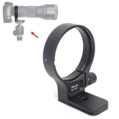 Image of iShoot Tripod Mount Ring, CNC Machined Sigma TS-71 Replacement Lens Collar for Sigma 150-600mm f/5-6.3 DG OS HSM Contemporary Lens, Built-in Arca-Swiss Type Quick Release Plate with 1/4 3/8 Screw Hole