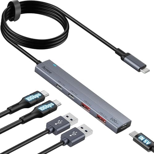 Image of Aceele USB 3.2 Gen 2 Hub with 2 USB-A & C Ports and Type-C Power Supply Port(can only charge the HUB), USB C Hub 10Gbps with 100cm Cable, Suitable for Laptop,Desktop PC, Mac and more