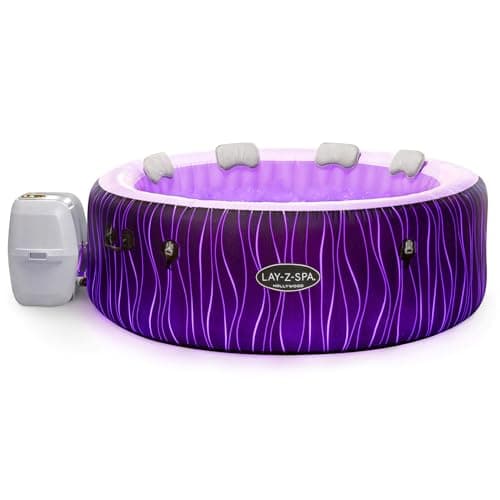 Image of Lay-Z-Spa Hollywood Airjet Hot Tub with Built In LED Light System, 140 AirJet Massage System Inflatable Hot Tub With Freeze Shield Technology, 4-6 Person