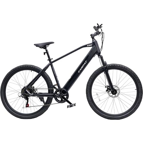 Image of Carpat GB1 27.5" Electric Bike for Adults - Electric Mountain Bike, 250W Motor, 36V 10.4Ah Removable Integrated Battery, E-Bike for Commute, 65km Range, Shimano 7-Speed, Dual Disk Brakes - Black