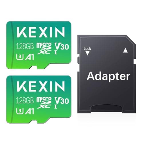 Image of KEXIN Micro SD Card 128GB 2 Pack MicroSDXC Memory Card, 4K UHD Video, Urveillance Security Cam Action Camera Drone Professional, 100MB/s Micro SDXC UHS-I A1 Class 10 U3 128 GB Microsd Card