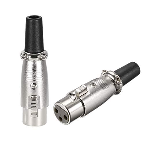 Image of sourcing map 2pcs 3-Pin XLR Female Connector Adapter,Microphone Mic Cable Plug Connector,Mic Audio Socket,Silver Tone