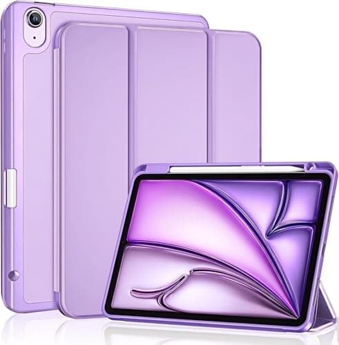 Image of ProCase for iPad Air 11 Inch Case with Pencil Holder, iPad Air 11" M4/M3/M2(2026/2025/2024)/ iPad Air 5th Gen 2022/Air 4th Gen 2020 10.9" Trifold Stand Smart Folio with Soft TPU Back Cover -Purple