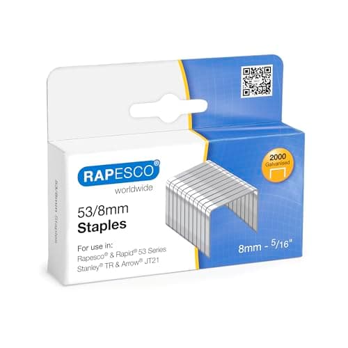 Image of Rapesco 0752 Type 53/8 mm Galvanised Tacker Staples, Pack of 2000