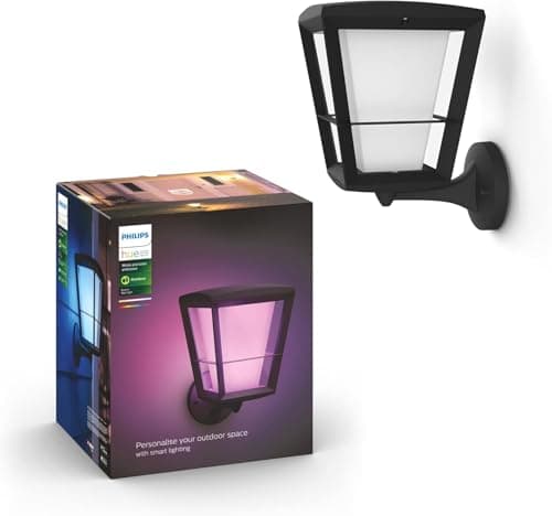 Image of Philips Hue Econic White and Colour Ambiance LED Smart Garden Wall Light [Up Lantern], Works with Alexa, Google Assistant and Apple Homekit