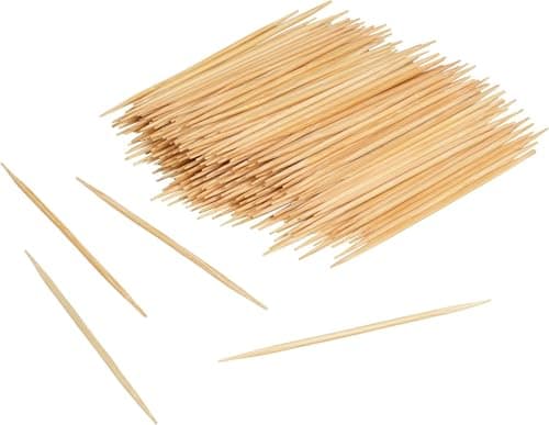 Image of 200-Pack Natural Wooden Cocktail Sticks 8cm Bamboo Party Picks Buffet Skewers for Appetisers, Olives, Canapés & Finger Food Disposable Catering Supplies for Birthdays & Weddings.