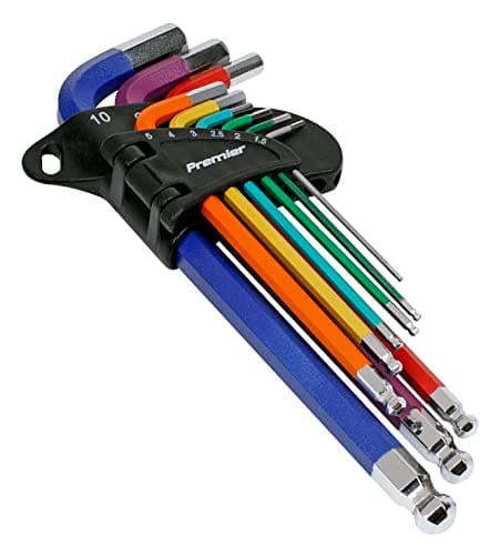 Image of Sealey Premier 9pc Anti-Slip Long Ball-End Hex Set - Metric - Display Box of 10 - AK7190DB
