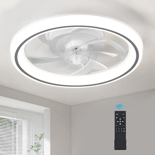 Image of HARPER LIVING 48cm Ceiling Fan with Lights & Remote, 50W 4000LM Dimmable LED 3 Colours Ceiling Fans Lamp, 6 Speeds & Timer Ultra-Quiet Modern Fan Light for Bedroom Living Room Kitchen