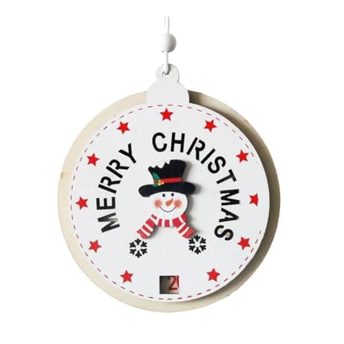 Image of Festive Wood Decorations Christmas Countdown Calendar Santa and Reindeer Hangings Ornaments Holiday Decorations Festive Decoration
