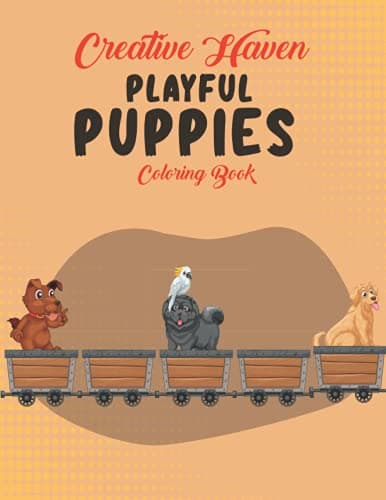 Image of Creative Haven Playful Puppies Coloring Book: Its an awesome coloring book of Adorable Puppies, cat and playful dog.