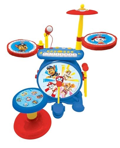 Image of Lexibook, Paw Patrol, Electronic Set for Children, Musical Toy Game, Realistic Drum Sound, 8-Keys Keyboard, MP3 Plug, seat Included, Blue/red, K610PALXB