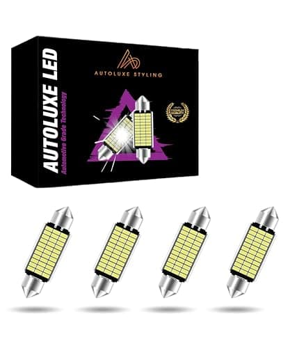 Image of AUTOLUXE C5W Bulbs Set of 4 Festoon LED 200 Lumens 6000K Super Bright Crisp White for Car Interior Lights Dome Lights Number Plate Lights (41MM)