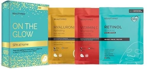 Image of BEAUTYPRO ON THE GLOW Face Sheet Mask Multiset 3 in 1 Renwewing Brightening Hydrating Blemish Control Natural Skincare Vegan Ingredients Multi Award Winning Brand