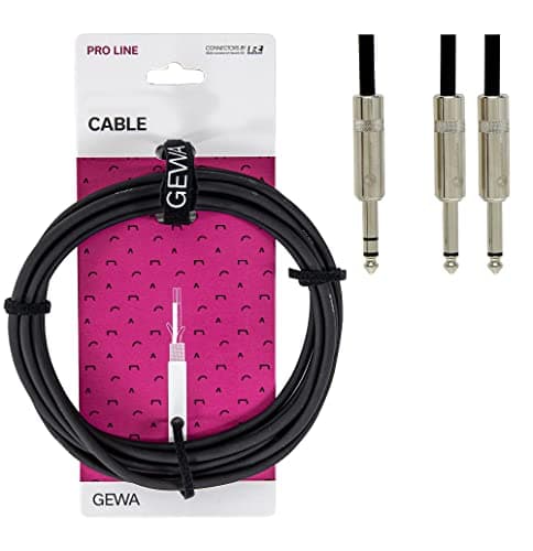 Image of GEWA insert cable Pro Line 1.5m, black, REAN plug, 1x 6.3 mm stereo jack - 2x 6.3 mm mono jack, 190720