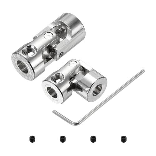 Image of sourcing map 2pcs Universal Joint Shaft Coupling, 5mm to 5mm Inner Dia Rotatable Steering Shaft U Joints Coupler with Screws & 2mm Wrench for RC Car, Robot, Boat Drive Ship Motor Use