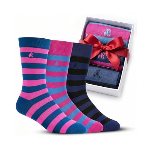 Image of SWOLE PANDA | Luxury Super Soft Bamboo Socks For Women | Size 4-7 | 3 Pack Striped Gift Box