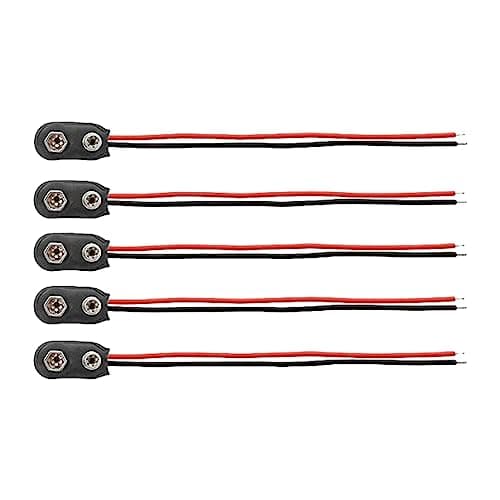 Image of 5pcs 9V Battery Snap Connector,9V Battery Clip Connector PP3 Battery Snap Connector Plastic Battery Snap(T-type) with 15 cm Flying Leads,for 9V T- Shape Plastic Leather Battery Snap Connector