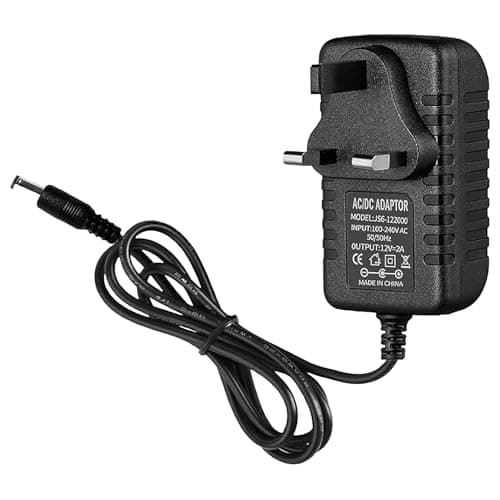 Image of 12V 1A Power Supply Adapter, AC/DC 24W Transformer Charger (UK Plug) - 5.5mm x 2.1mm Jack Converter for LED Strip Lights, CCTV Cameras, Routers, Monitors (100-240V Input)