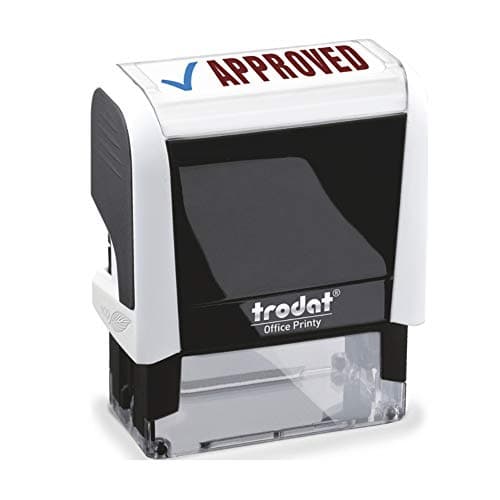 Image of Trodat Stamp 4912 Office Printy with English Text APPROVED – Self Inking, Red and Blue Ink, 18 x 46 mm