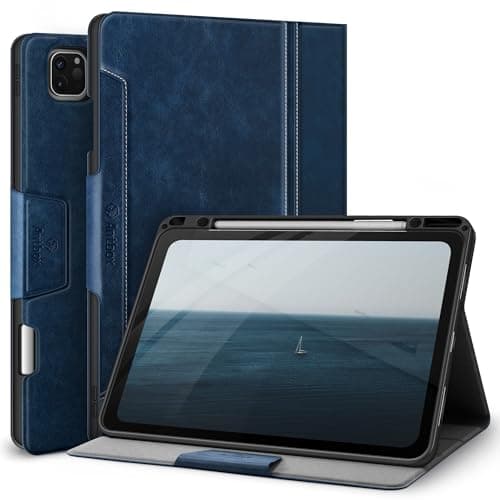 Image of Antbox Case for iPad Pro 12.9'' 6th Generation (2022) 5th/4th/3rd Gen (2021/2020/2018), Built-in Pencil Holder Auto Sleep/Wake Function PU Leather Smart Cover (Blue)