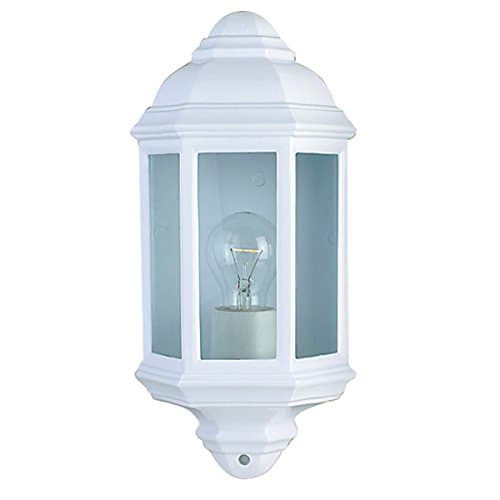 Image of Traditional Style White Outdoor Half Wall Lantern Light - IP44 - LED Compatible - No Sensor