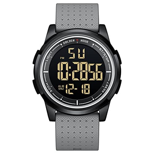 Image of GOLDEN HOUR Ultra-Thin Minimalist Sports Waterproof Digital Watches Men with Wide-Angle Display Rubber Strap Wrist Watch for Men Women