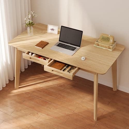 Image of LEPTIS MAGNA Computer Desk for Student and work- Desk with Drawers - Modern Computer Desks - Home Office Desk with Drawers for Bedroom, Office,desks (wood, 100 cm)