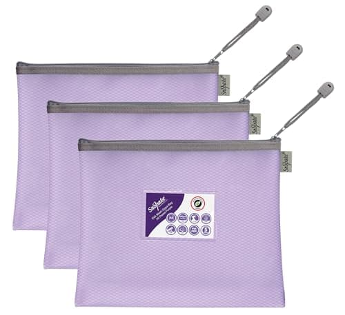 Image of Snopake A5 High Capacity Pastel Purple EVA Mesh Zippa-Bag [Pack of 3] 255 x 205mm – Heavy Duty Bag with Hanging Loop and Business Card Holder [15935]