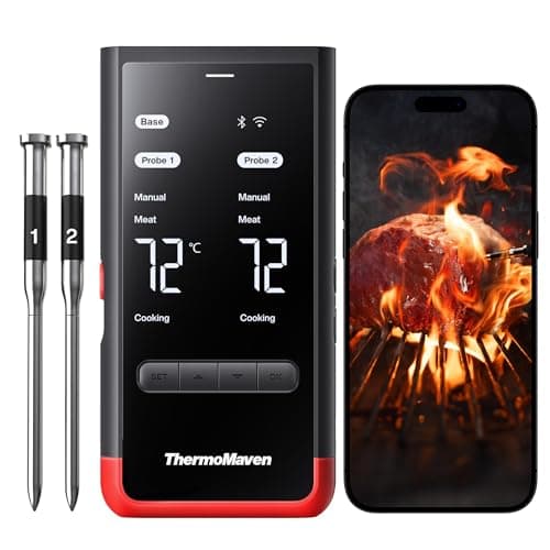 Image of ThermoMaven Wireless Meat Thermometer with 2 Probes – Bluetooth 5.3 & WiFi Unlimited Range, 6 Sensors, ±0.3℃ Accuracy, IPX8 Dishwasher Safe, Smart Display Base, for BBQ Oven Smoker Air Fryer