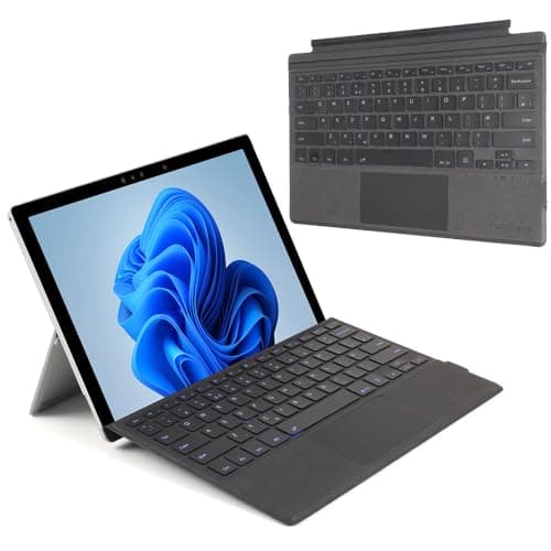Image of TECHGEAR Surface Pro Keyboard for Microsoft Surface Pro 3 4 5 6 7 7+, Slim Wireless Bluetooth Keyboard Type Cover, 7 Color Backlight, Precision Multi-Touch Trackpad/Touchpad, QWERTY