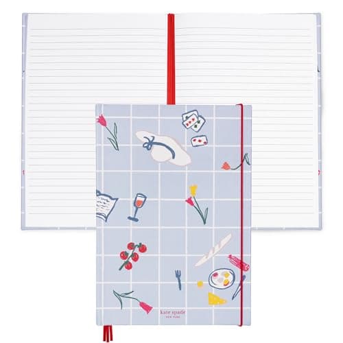 Image of kate spade new york Take Note XL Notebook Journal, Vegan Leather Hardcover Journal, Diary Includes 168 Lined Pages, 11" x 7" Writing Pad, Park Picnic