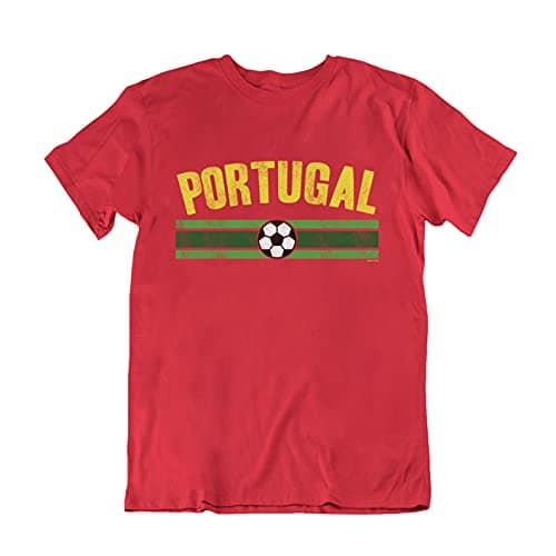 Image of Boys or Girls Portugal 2022 Kids Football T-Shirt Distressed Country Strip Portuguese Euro Team Red
