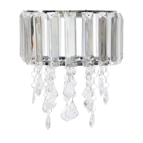 Image of ValueLights | Easy Fit Clear Jewel Lampshade Acrylic Droplet Drum Ceiling Light Shade | Shades & Home Improvements Essential | 20cm Shade Width