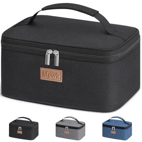 Image of Lifewit Insulated Lunch Bag for Men Women, Thermal Lunch Box Adults, Small Cool Bag Lunch Pail, Waterproof Reusable Cooler with Soft Handle for Work Picnic, Black, 6L
