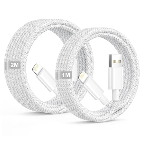 Image of iPhone Charger Cable 1M+2M 2Pack, Apple MFi Certified USB to Lightning cable Fast charging Apple Phone Charger cable Lead, iphone Wire Lightning Cable for iPhone 14 13 12 11 Pro Max X 8 7 Plus SE iPad