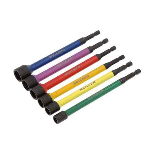 Image of Neilsen CT6599 Magnetic Nut Setter Set, 6-Piece, Color-Coded, 1/4-Inch Hex Drive, Secure Hold