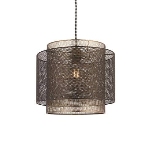 Image of Endon 72829 Plexus Non Electric Shade In Matt Black And Antique Brass Plate - Diameter: 250mm
