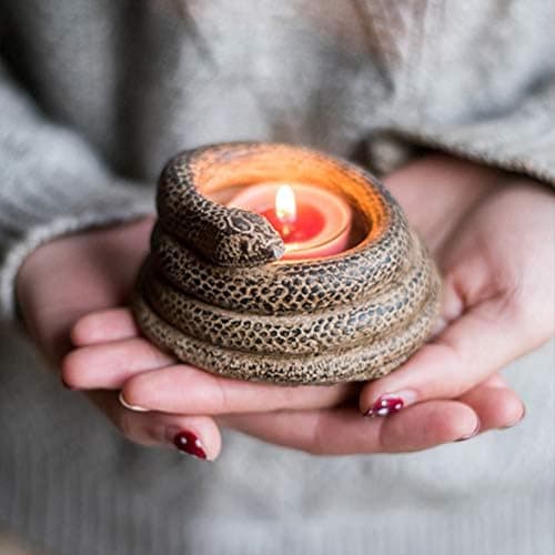 Image of COMZPLIFE Coiled Snake Candlestick Candle Holder, Resin Tealight Candleholder, Serpent Sculpture, Ornament Garden Home Decorations