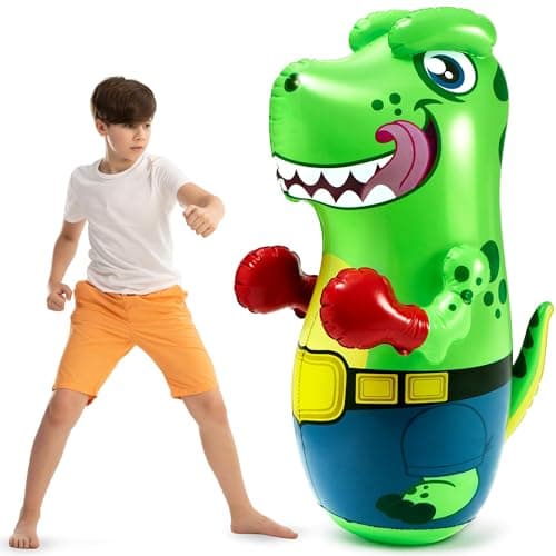 Image of JOYIN Punching Bag for Kids,Inflatable T.rex Dinosaur Bopper 47 Inches, Freestanding Boxing Bag,Fitness Boxing Bag Bounce Back Karate Gifts for Boys and Girl,Heavy Punching Bag for Practicing Karate