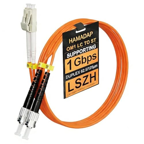Image of Hamadap LC to ST Multimode Fiber Patch Cable, OM1 Duplex Fiber Optic Cable, 62.5/125um/2.0mm, Length Option: 2m-20m Orange LSZH (1M/3.28ft)