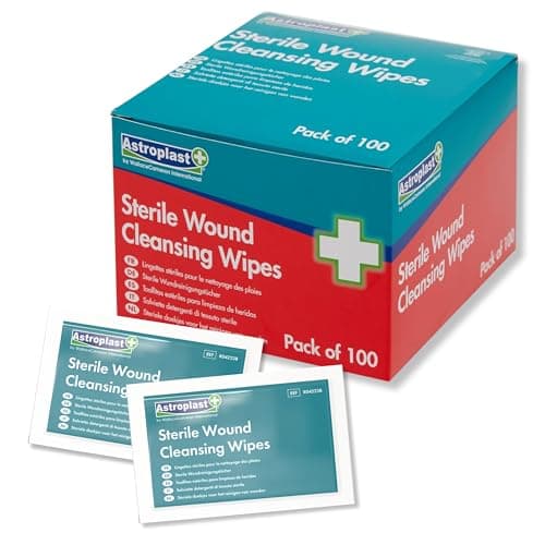 Image of Astroplast Sterile Wound Cleansing Wipes Pack 100 – Alcohol & Fragrance-Free Antiseptic Wipes for Wound Cleaning, Piercing Care & First Aid – Individually Wrapped Medical-Grade Cleansing Wipes