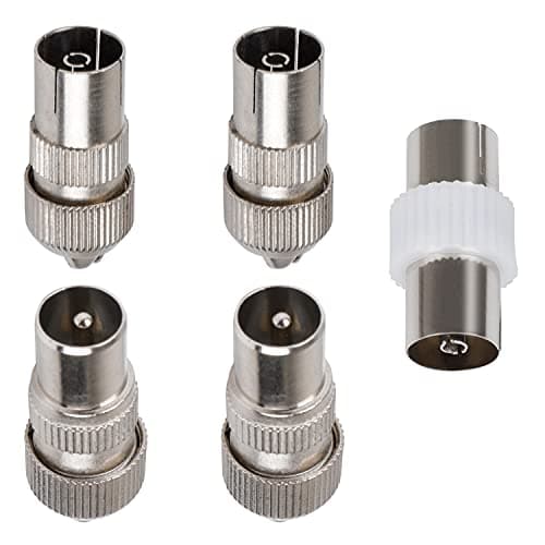 Image of huishi 5 PCS aerial connectors，2x Female & 2x Male TV Aerial Coaxial Cable Connectors Adaptor,F Connector Adaptor, Coaxial Connector Coax RF Cable Aerial Plug