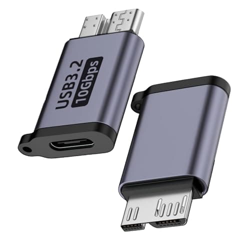 Image of USB C to Micro B Cable – 2PCS 10Gbps Micro USB B to USB C Hard Drive Cable, Aluminum Alloy Shell, Compatible with Toshiba, Seagate, WD HDD, Galaxy S5, Note 3 & More