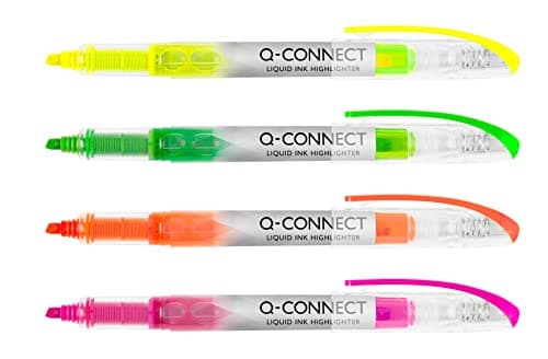 Image of Q-CONNECT Liquid Ink Highlighter - Assorted Colours (Pack of 4)