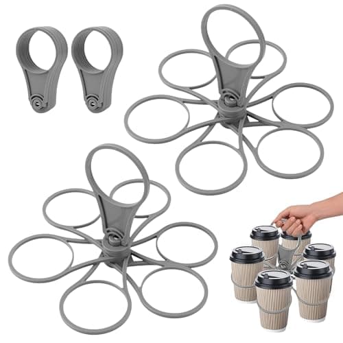 Image of Daryunk 2 Pack Drinks Carrier, Foldable 6-Cup Coffee Carriers, Portable Drink Holder Tray with Handle, Ideal for Festivals, Sports, and Parties