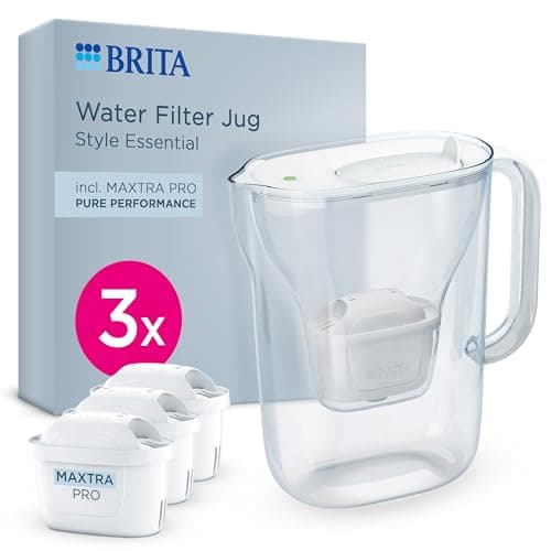 Image of BRITA Water Filter Jug Style Essential White (2.4L) incl. 3x MAXTRA PRO Pure Performance |fridge-fitting pitcher with Smart Light LTI & flip-lid, filtering impurities, metals & more