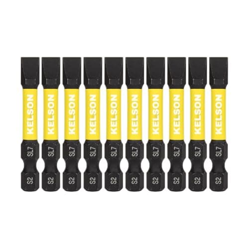 Image of 10 x KELSON 7mm Flat-Head 50mm Impact Rated Screwdriver Bits Slotted Slot SL7 1/4" Universal