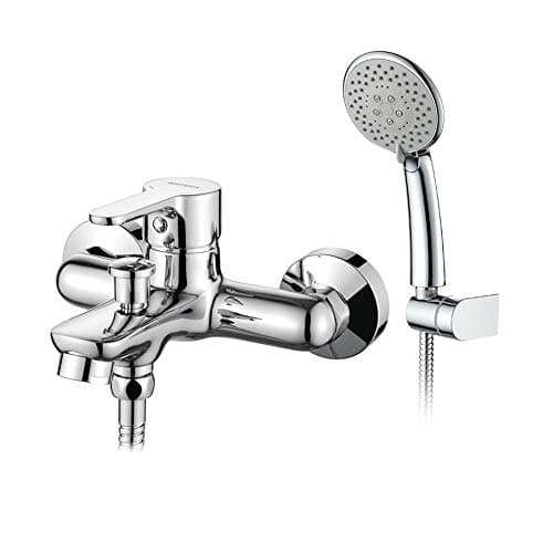 Image of GRIFEMA Single Lever Bath/Tub/Shower Mixer Tap with 1.5m Stainless Steel Hose Pipe, Wall Mounted Shower Bracket and Handshower, 3/8 Inch Hose, Chrome, G13003