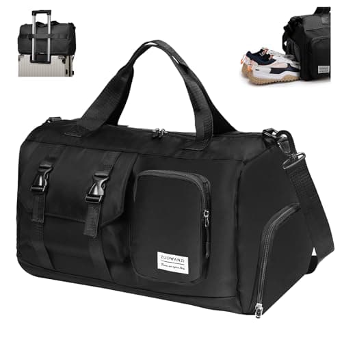 Image of Sports Gym Bag Duffle Bag with Shoes Compartment, Weekend Travel Bag Overnight Bag for Men and Women (Black)