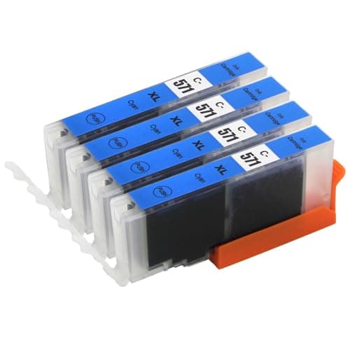 Image of Go Inks 4 Cyan Ink Cartridges to replace Canon CLI-571C Compatible/non-OEM for PIXMA Printers